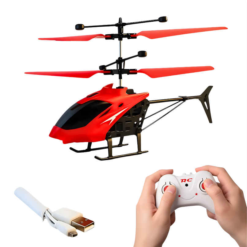 Chigy Wooh Remote Control Helicopter for Kids with Hand Gravity Sensor & 3D LED Lights | Red