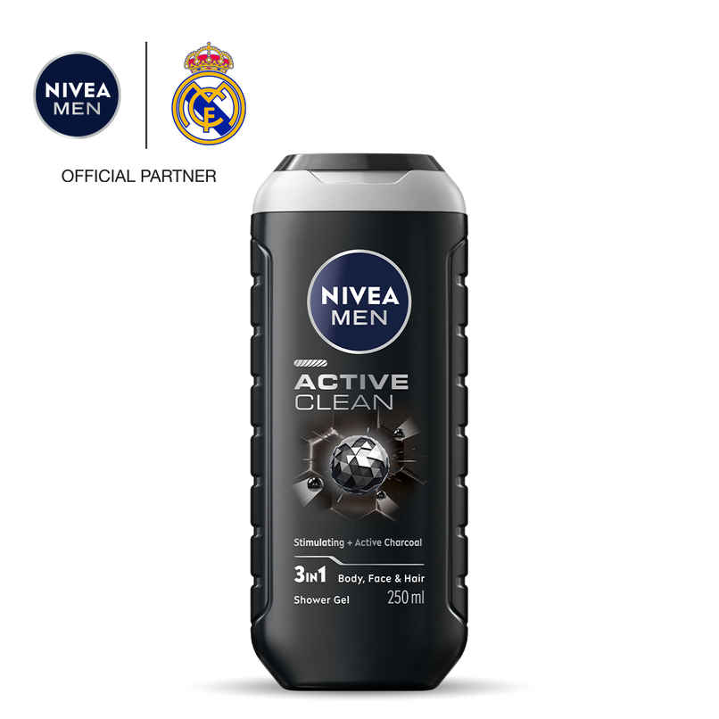 Nivea Men Active Clean with Active Charcoal Shower Gel for Body Face & Hair Nivea Men Active Clean with Active Charcoal Shower Gel for Body Face & Hair