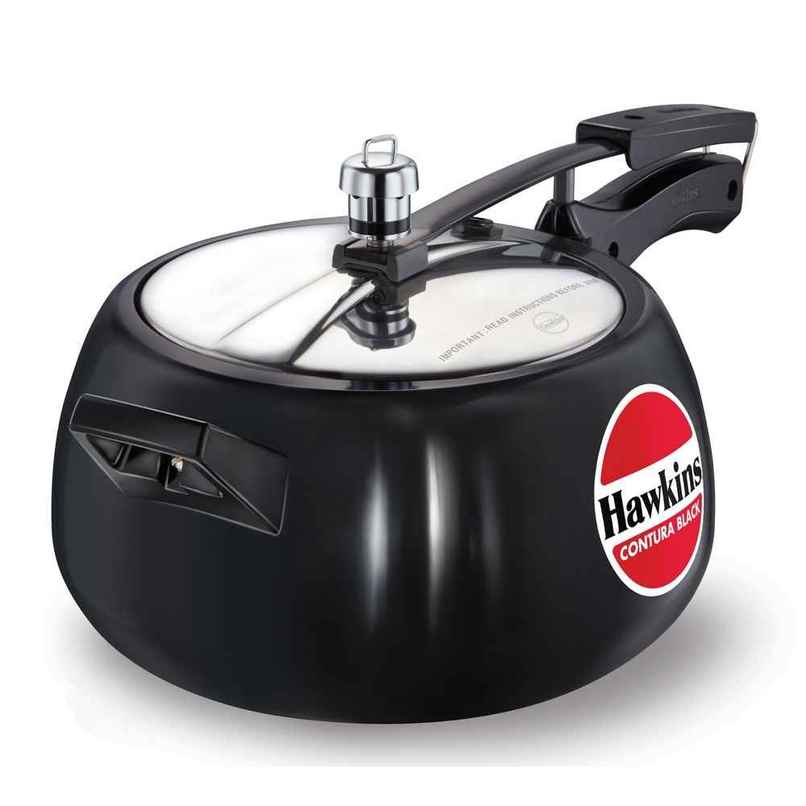 Hawkins 5 Litre Contura Black Pressure Cooker Hard Anodised Inner Lid Cooker - Black