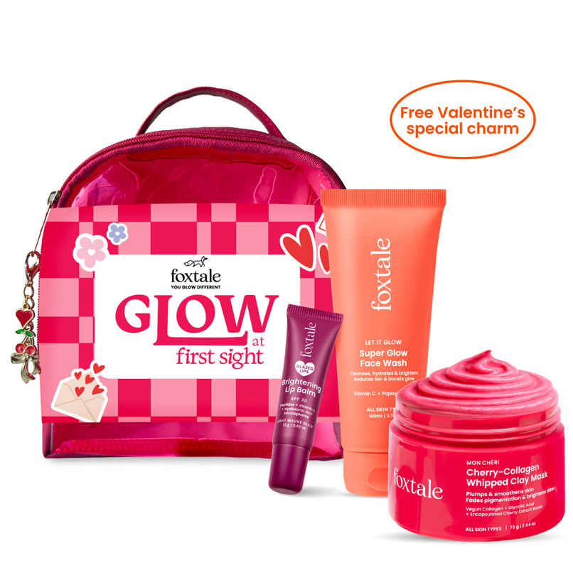 Foxtale Glow At First Sight Gift Set With Pouch And Charm | Bright, Glowing Skin