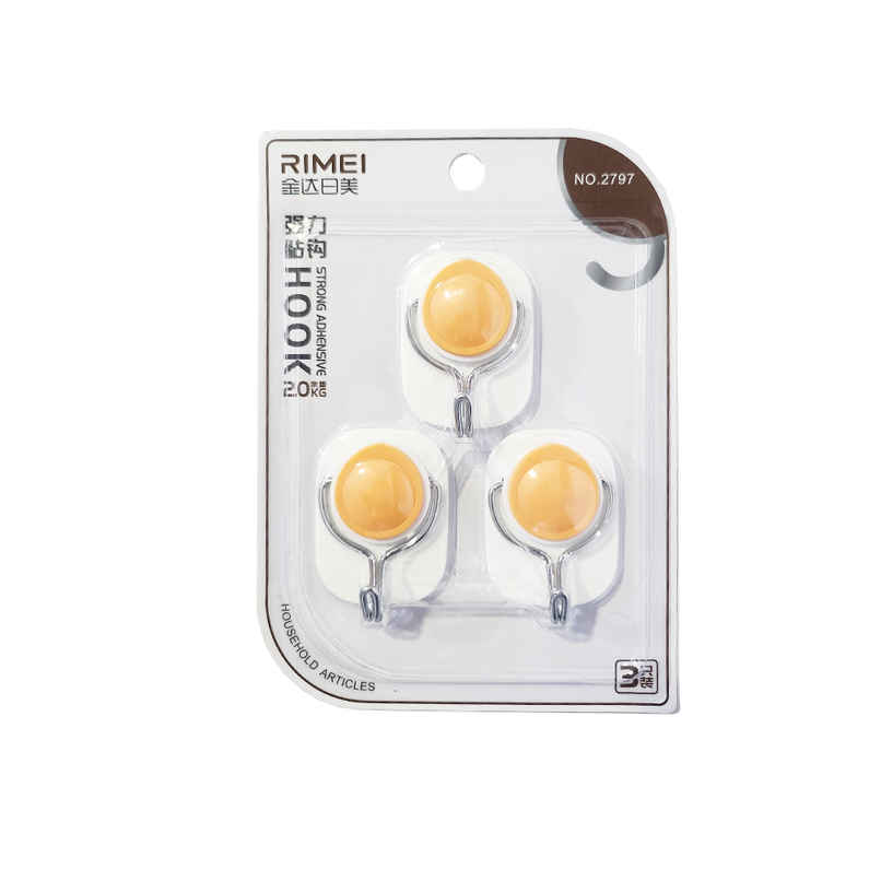 Chrome 2797 Self Adhesive Wall Hook | Set Of 3 - Assorted