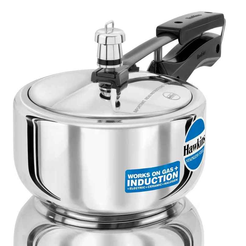 Hawkins 2 Litre Pressure Cooker Stainless Steel Inner Lid Cooker Induction Cooker Small - Silver Hawkins 2 Litre Pressure Cooker Stainless Steel Inner Lid Cooker Induction Cooker Small - Silver
