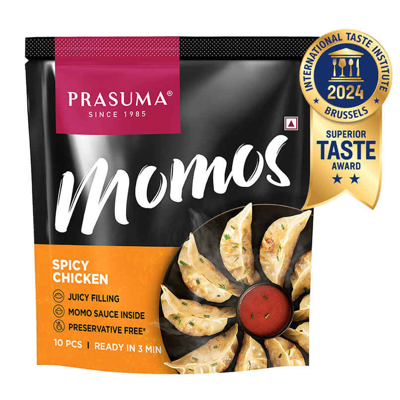 Prasuma Spicy Chicken Momos | No Soya Fillers, Only Chicken | No Preservatives