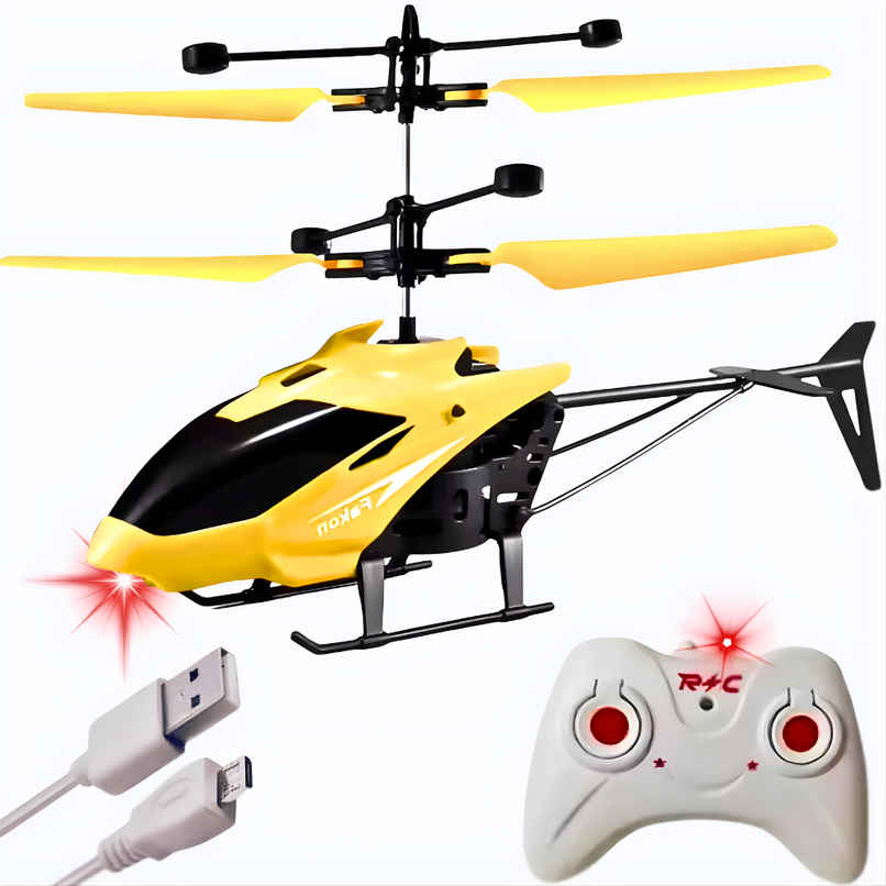 Chigy Wooh Remote Control Helicopter for Kids with Hand Gravity Sensor & 3D LED Lights | Yellow Chigy Wooh Remote Control Helicopter for Kids with Hand Gravity Sensor & 3D LED Lights | Yellow