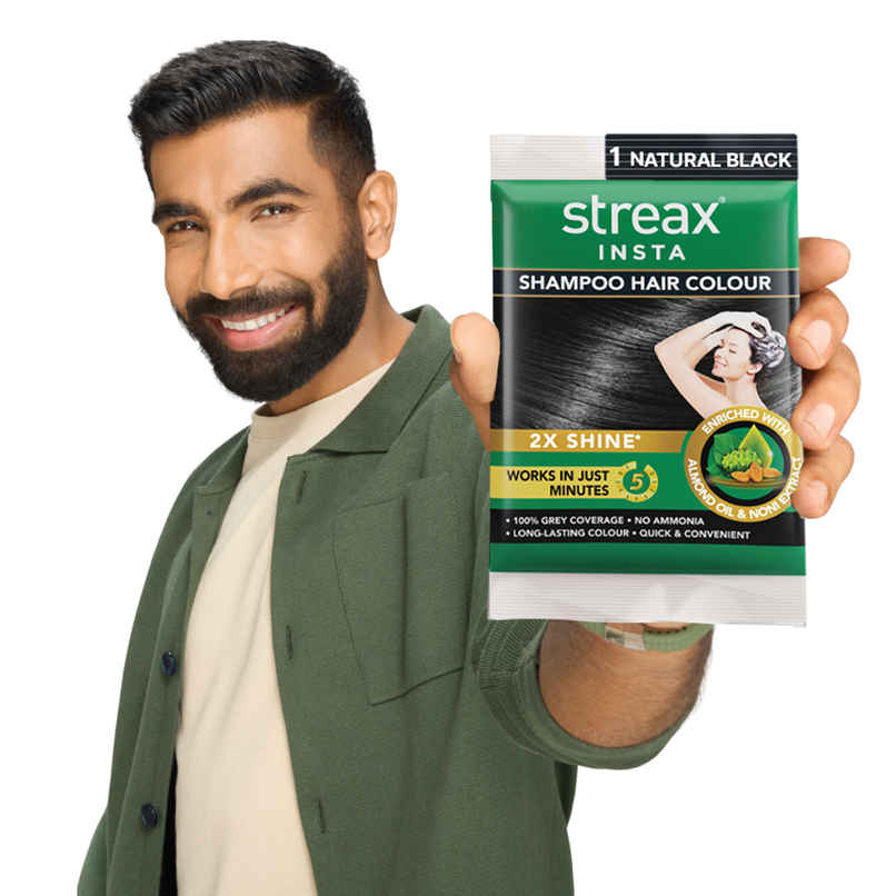 Streax Insta Shampoo Hair Colour | Natural Black