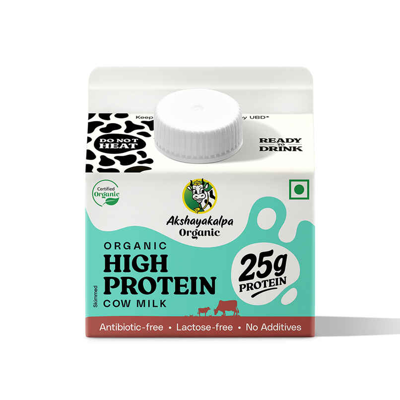 Akshayakalpa Organic High Protein Cow Fresh Milk | 25g Protein | Gable Top Pack