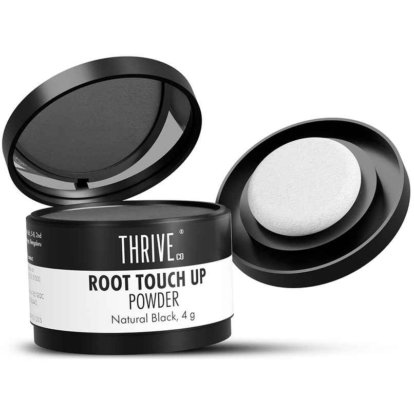 Thriveco Root Touch Up Powder Hairline Cover Up for Greys and Bald Spots | Natural Black