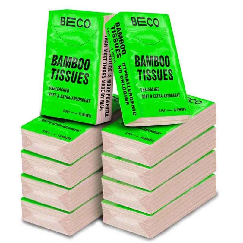 Beco Travel Pocket Tissue Paper | Soft & Extra Absorbent | Pack of 10 with 10 sheets each