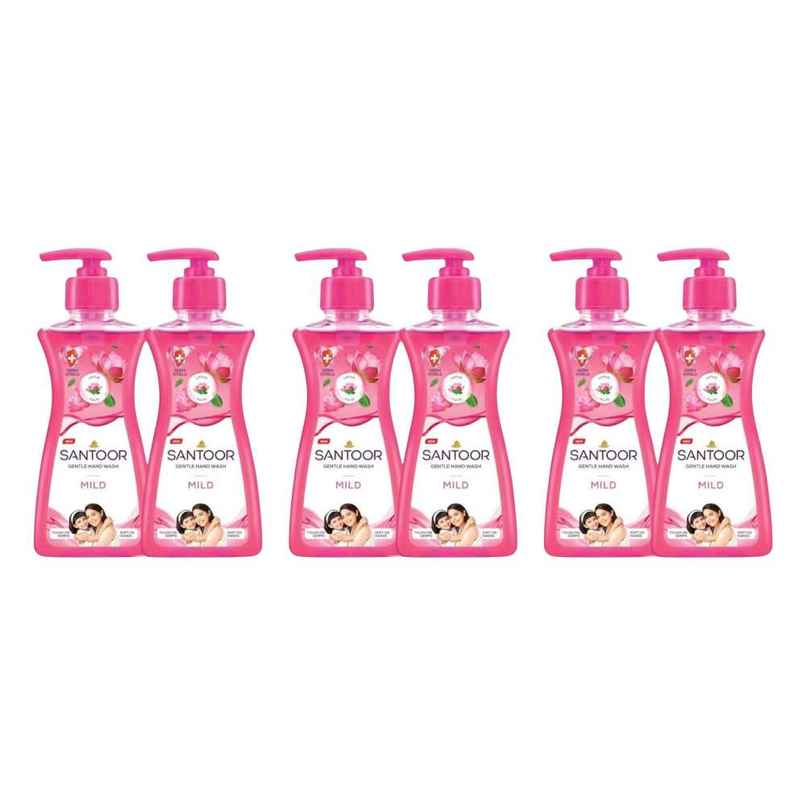 Santoor Mild Gentle Anti-Bacterial Hand Wash With Natural Goodness of Lotus and Tulsi Combo 