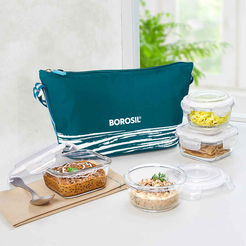 Borosil Stellar Daisy Square & Round Glass Lunch Boxes | Microwave Safe | 320 ml & 240 ml Borosil Stellar Daisy Square & Round Glass Lunch Boxes | Microwave Safe | 320 ml & 240 ml