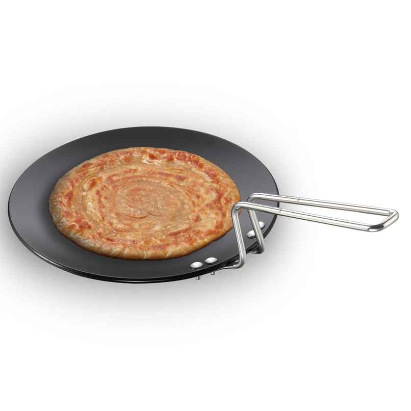 Hawkins Futura 28 Cm Tava Hard Anodised Tawa With Stainless Steel Handle - Black