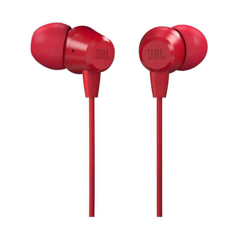 JBL C50Hi, Wired In Ear Headphones With Mic (Red)