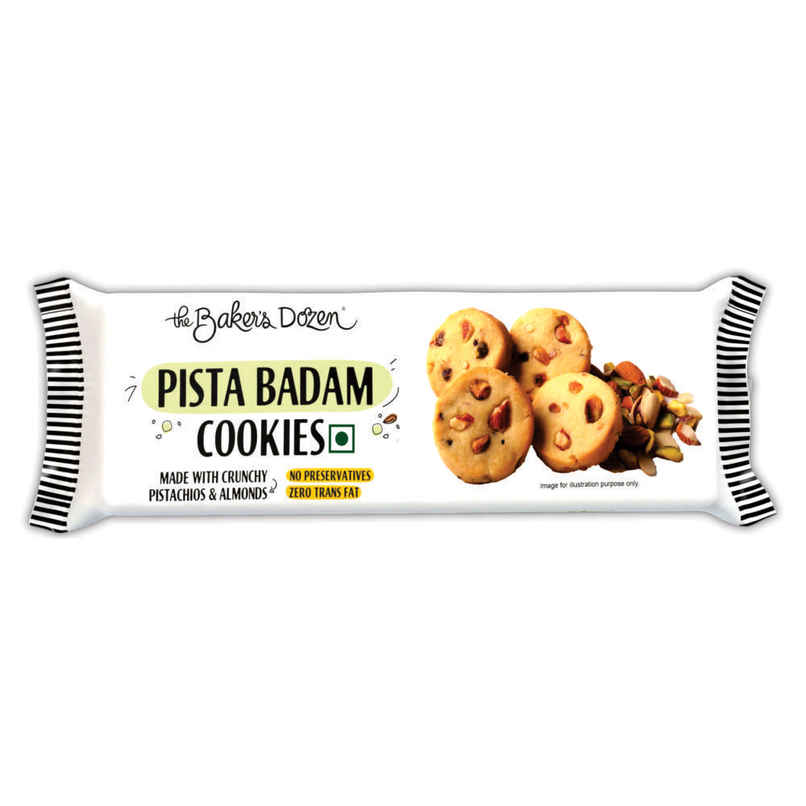 The Baker's Dozen Pista Badam Cookies | Premium Biscuit Handmade Cookies | Pista Biscuit