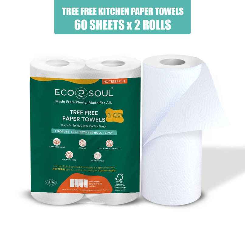 ECO SOUL Paper Towel | 2 ply | 2 Rolls | 60 Pulls Each