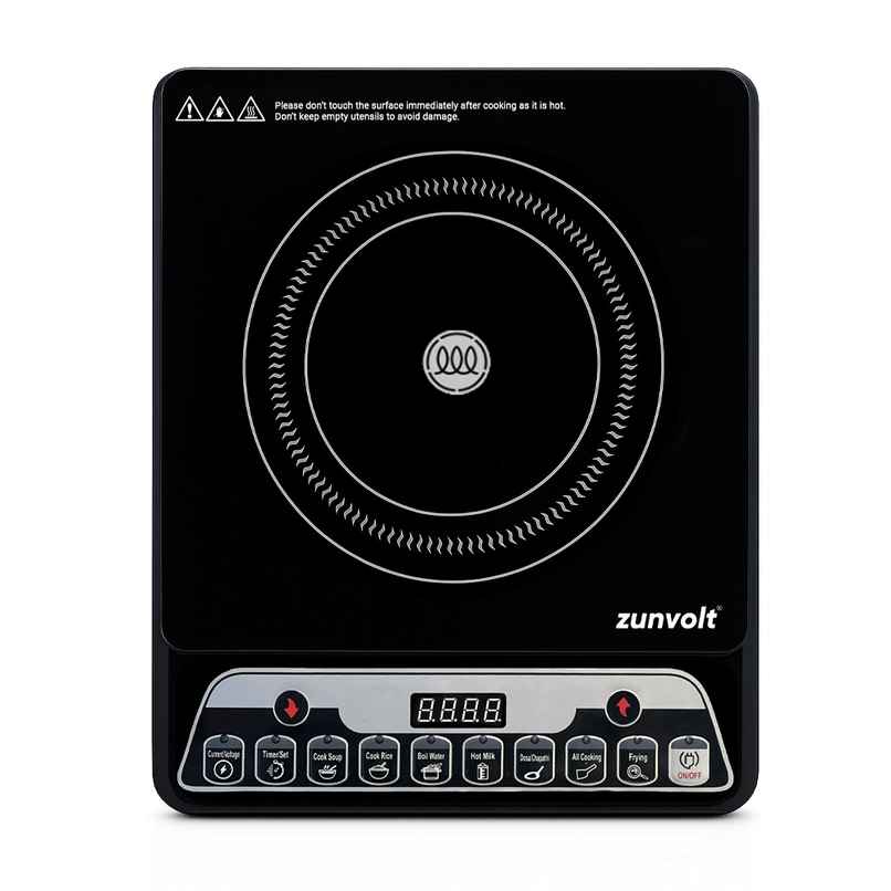 ZunVolt 2000W Induction Cooktop Push Button, Crystal Glass