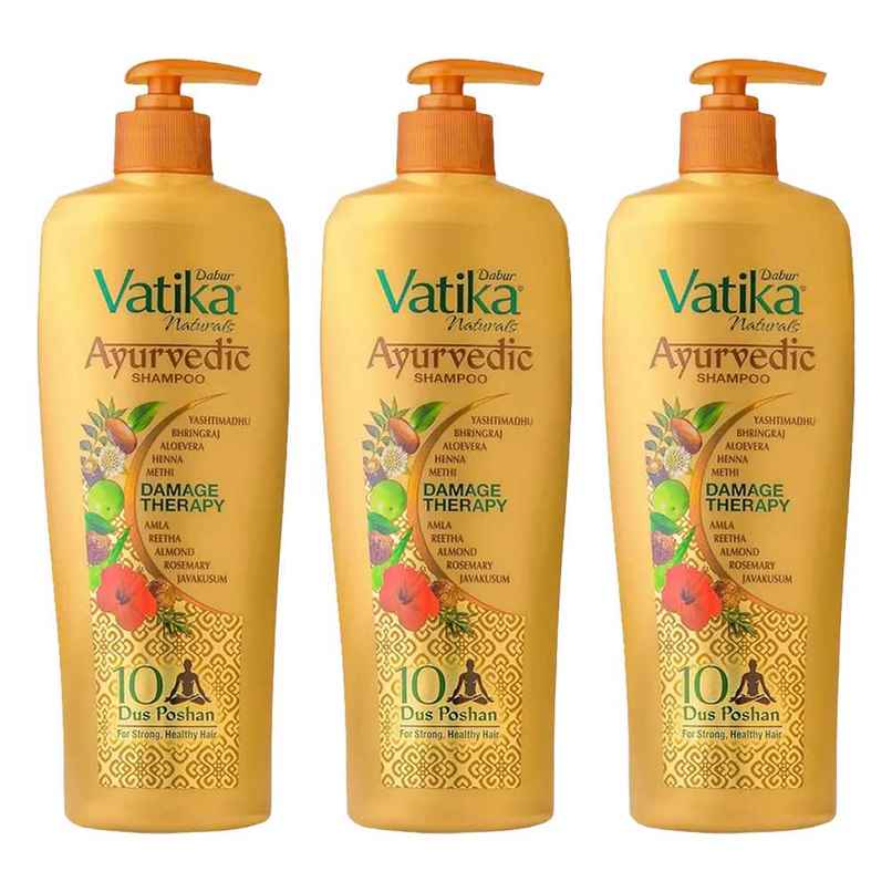 Dabur Vatika Naturals Ayurvedic Shampoo with 2X Damage Protection Combo