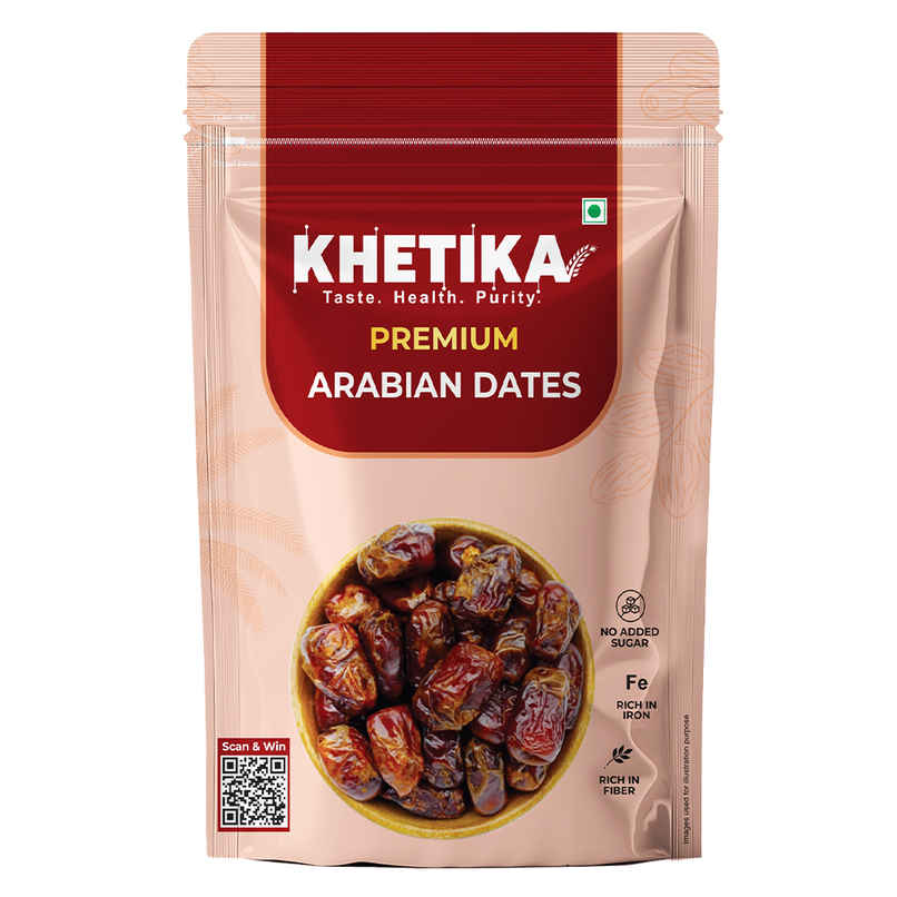 Khetika Premium Arabian Dates | Khajur, Khajoor | Rich in Fibre | No Added Sugar