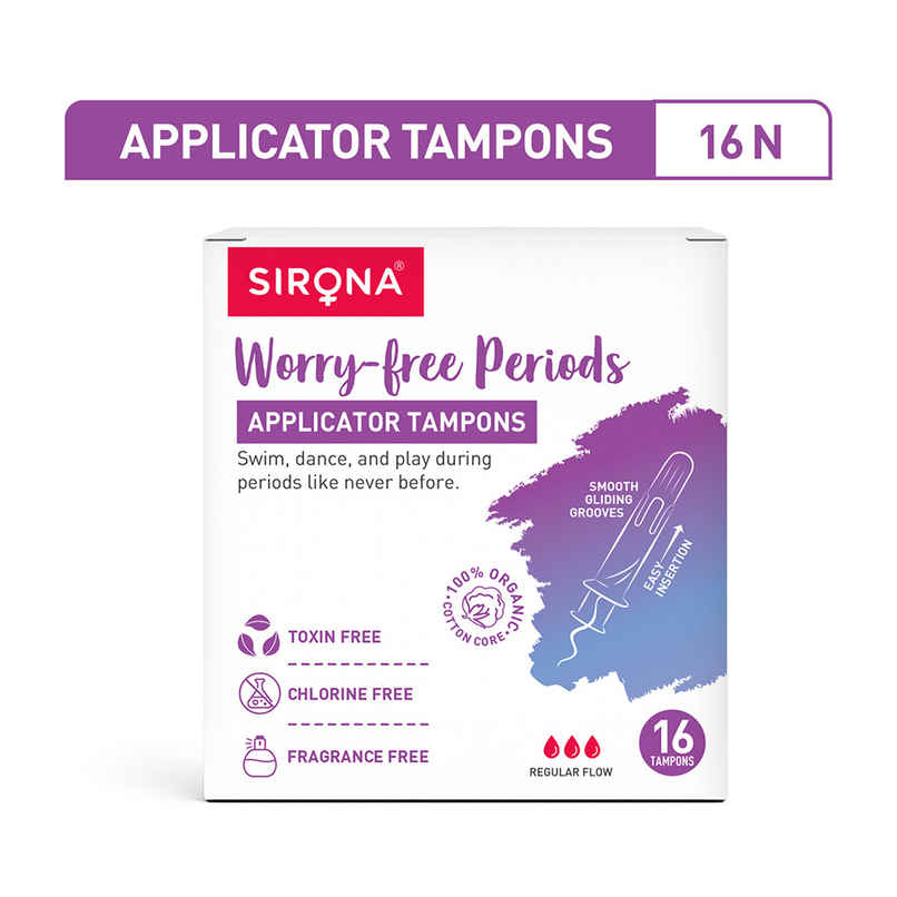 Sirona Applicator Tampon for Women | Normal Flow | Easy Insertion | Rash, Toxin & Fragrance Free | 8 Hours Leak Protection