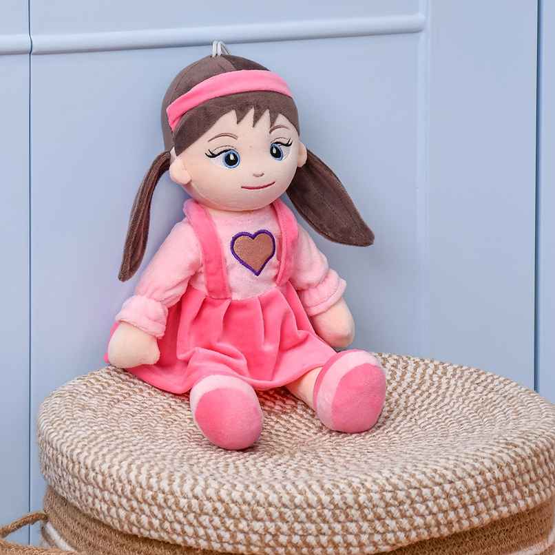 Mirada Pink Doll Soft Toy With Heart - 38Cm Mirada Pink Doll Soft Toy With Heart - 38Cm