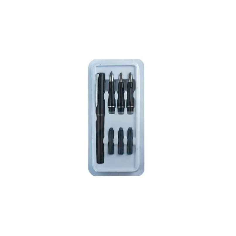 Chrome Calligraphy 4 Nib Pen Set (Silver)