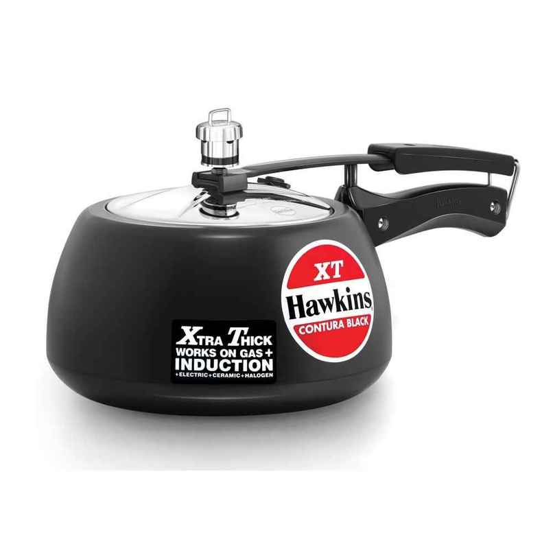 Hawkins 3 Litre Contura Black Xt Pressure Cooker Hard Anodised Inner Lid Induction Cooker - Black