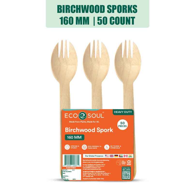 Eco Soul 160mm | 50 Count | Disposable Spork