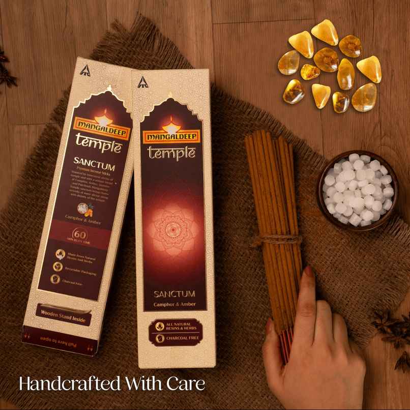 Mangaldeep Temple Sanctum with Camphor & Amber Infused Fragrances | Hand Rolled Premium Incense