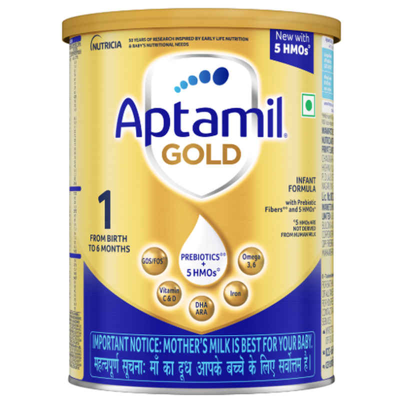 Aptamil Gold Infant Formula for Babies - Stage 1 | Upto 6 months | with 5HMO and Prebiotics