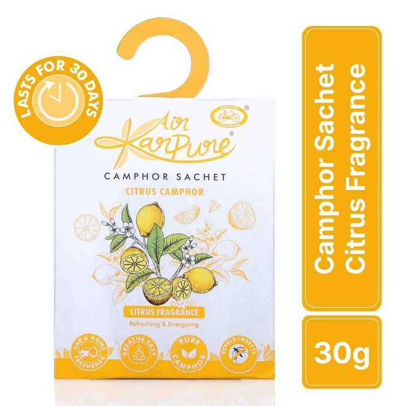 Citrus Camphor Sachet by Air Karpure | Car, Bathroom, Wardrobe & Room Freshener|From House of Cycle