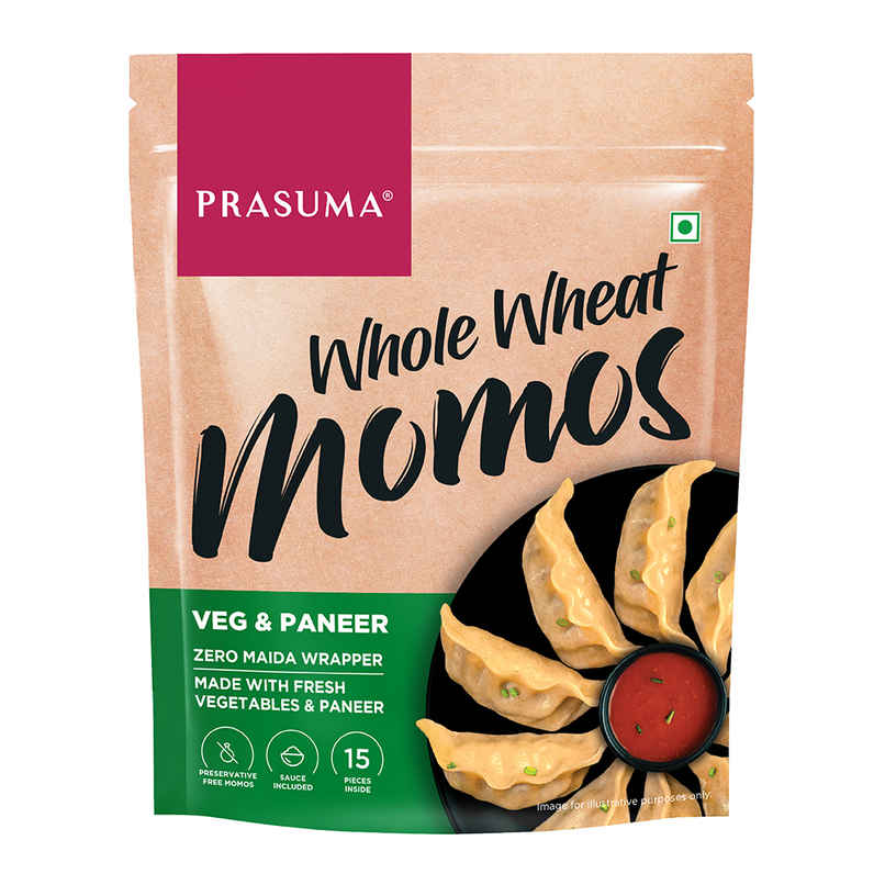 Prasuma Whole Wheat Momos - Veg & Paneer | Zero Maida, Wholesome Goodness | Fresh Paneer & Veggies