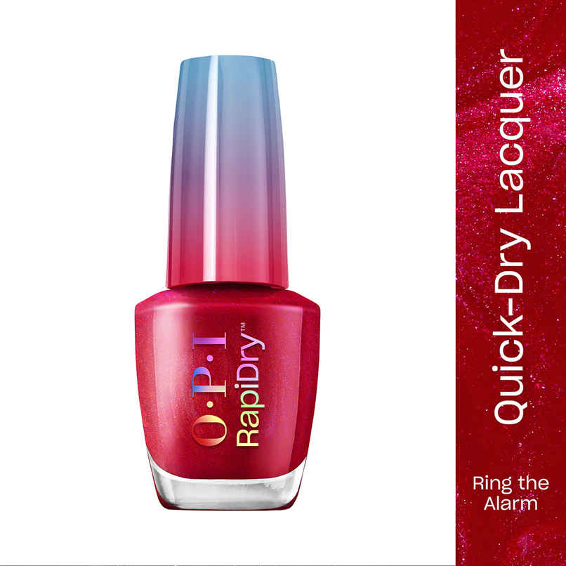 OPI Rapidry Nail Polish Ring The Alarm Pinkish Red Quick Dry Smudge Proof