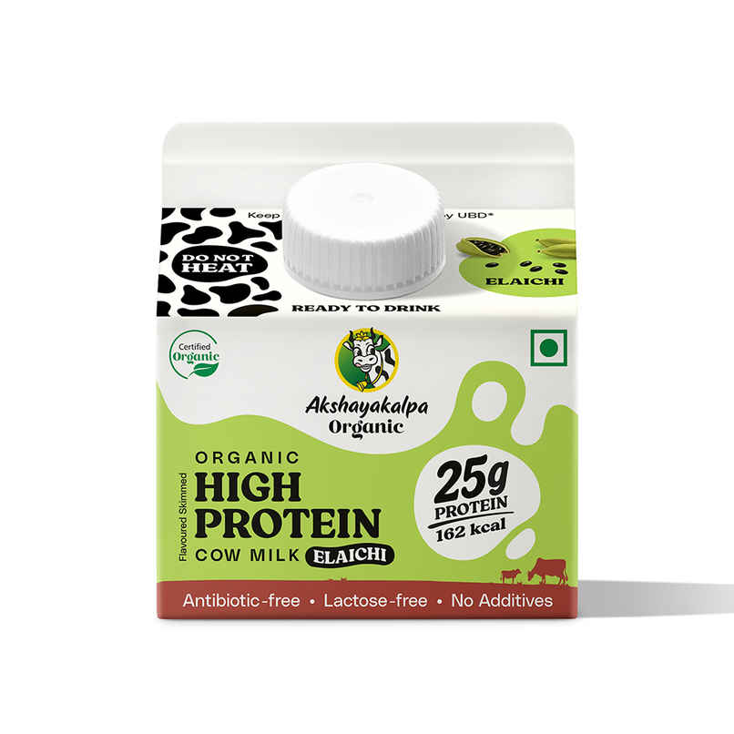 Akshayakalpa Organic High Protein Cow Fresh Milk | Elaichi | 25g Protein | Gable Top Pack