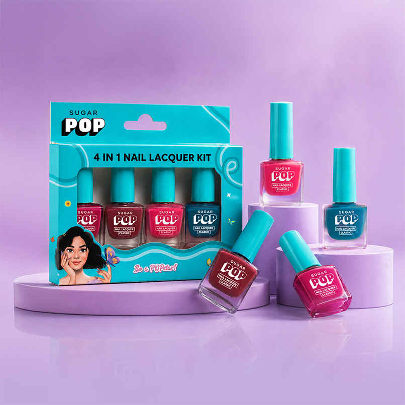 SUGAR POP 4 in 1 Nail Lacquer Kit | 03 Radiant Rainbow | Bright Multi-Shade Set SUGAR POP 4 in 1 Nail Lacquer Kit | 03 Radiant Rainbow | Bright Multi-Shade Set