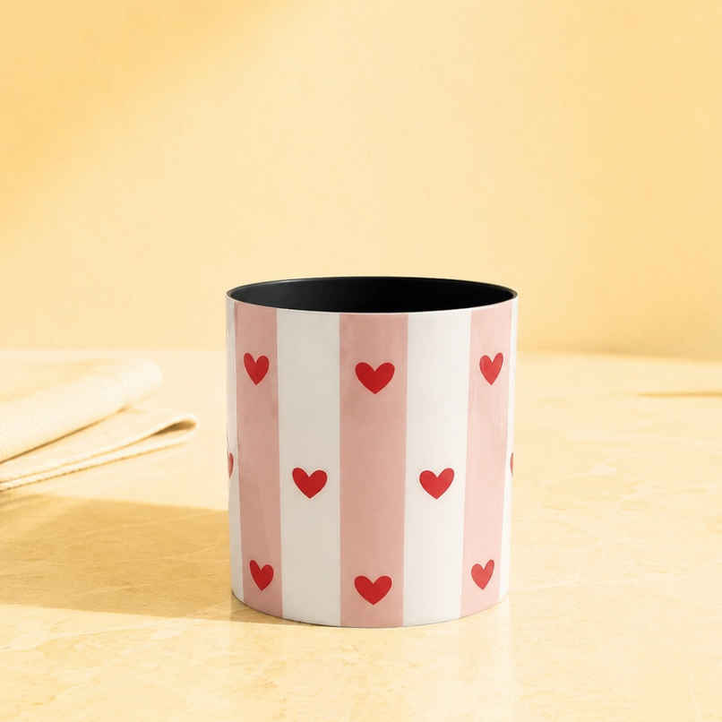Nurturing Green Hearts Print Metal Planter