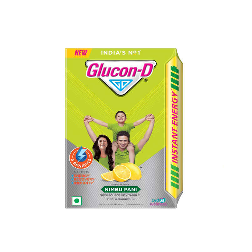 Glucon-D Nimbu Pani with 3 Benefits of Energy, Recovery, and Immunity