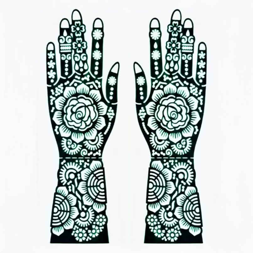 Mehendi Stencil | Mandala Flower | Easy Apply | Se7en