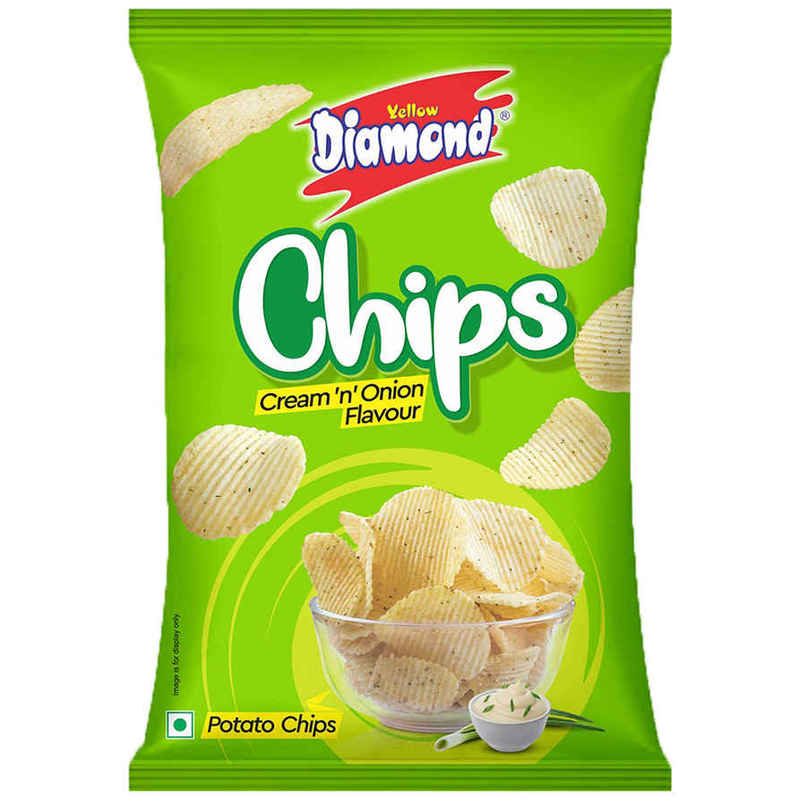Yellow Diamond Cream N Onion Chips | Savoury & Crunchy Yellow Diamond Cream N Onion Chips | Savoury & Crunchy