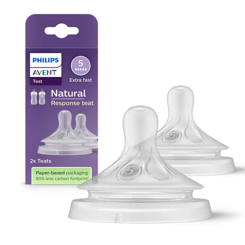 Philips Avent Natural Response Bottle Teat | Flow 5 | 6m+ | Pack of 2 | SCY965/02 Philips Avent Natural Response Bottle Teat | Flow 5 | 6m+ | Pack of 2 | SCY965/02
