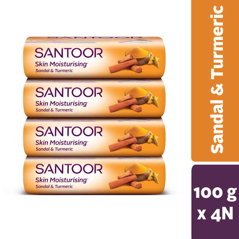 Santoor Skin Moisturizing Sandal and Turmeric Bathing Soap With Anti-Aging Properties