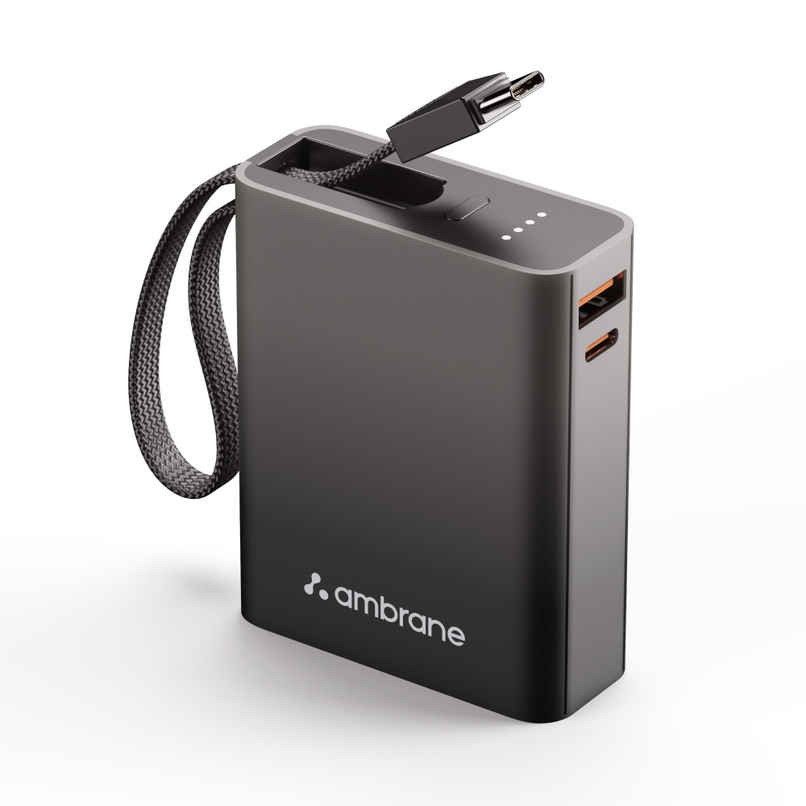 Ambrane 10000mah Pocket Size 22.5W Fast Charging Power Bank Type C Cable |MiniCharge 11 Black