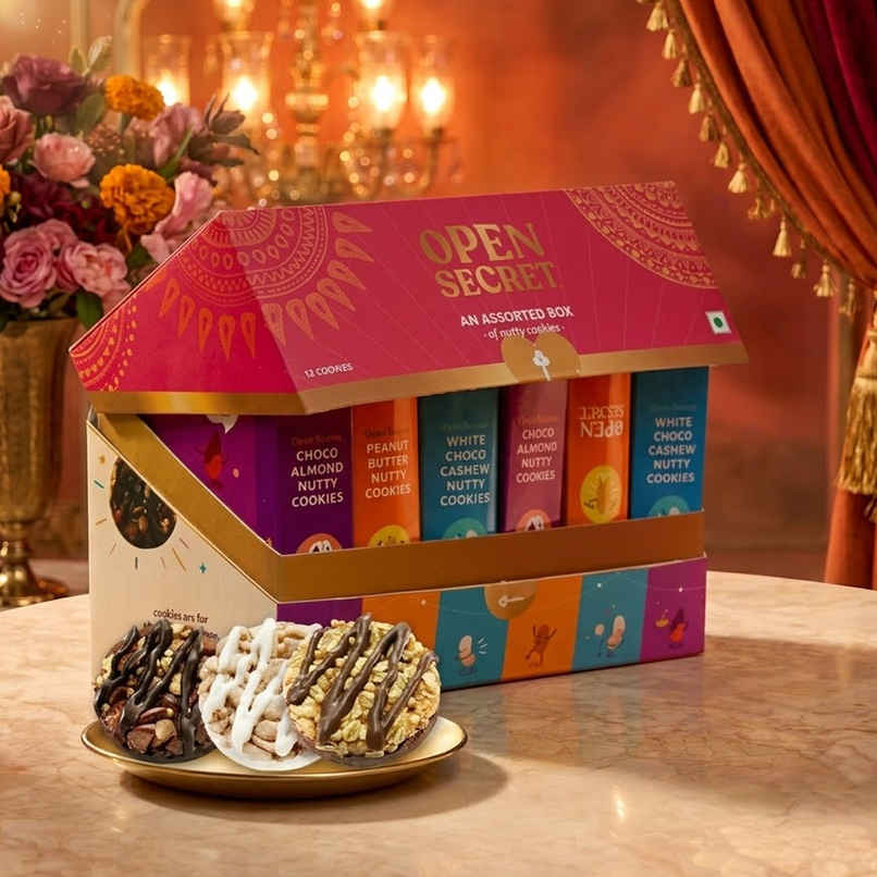 Open Secret Celebration Chocolate Gift Box | 12 Dry Fruit Cookies | Healthy Snacks, No Maida