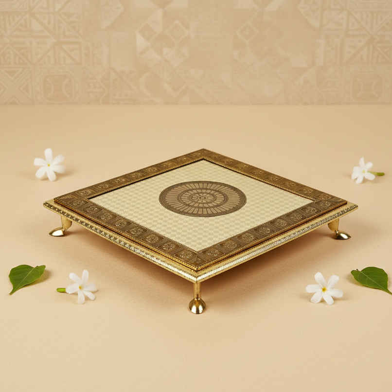 Meenakari Design Puja Chowki | 12 Inch | Chandar