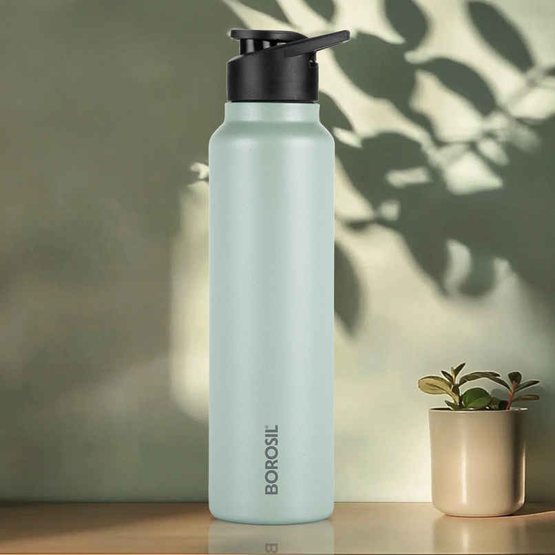 Borosil Sipfresh BIS Approved Single Wall Stainless Steel Water Bottle | Mint | 840 ml