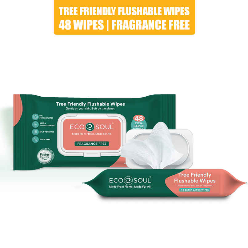 Eco Soul Flushable Extra Large Wet Toilet Wipes | 48 Wipes