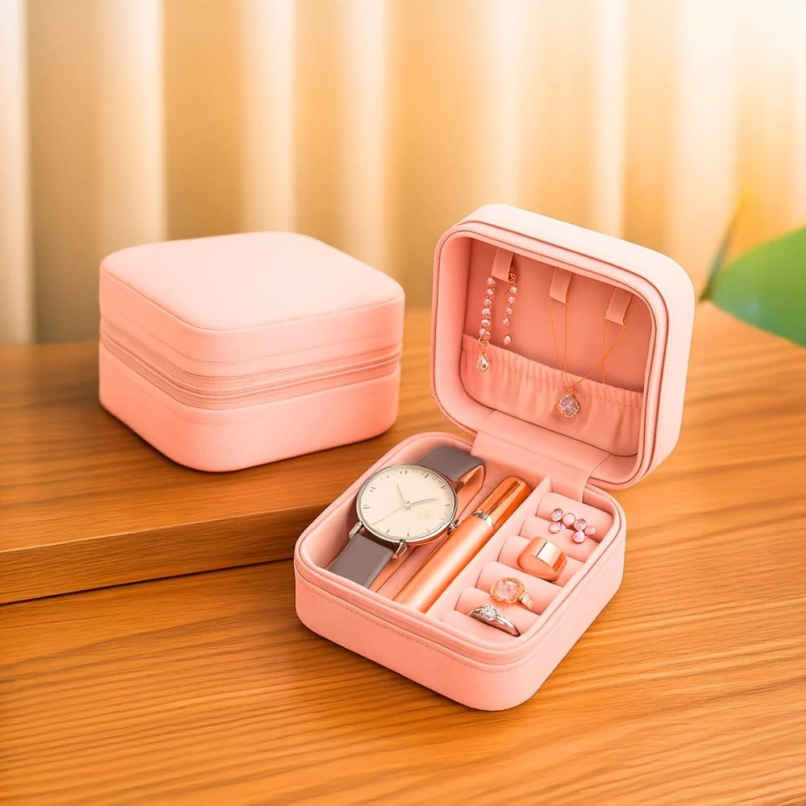 Zedak Leather Jewellery Organizer Box | Pink Zedak Leather Jewellery Organizer Box | Pink