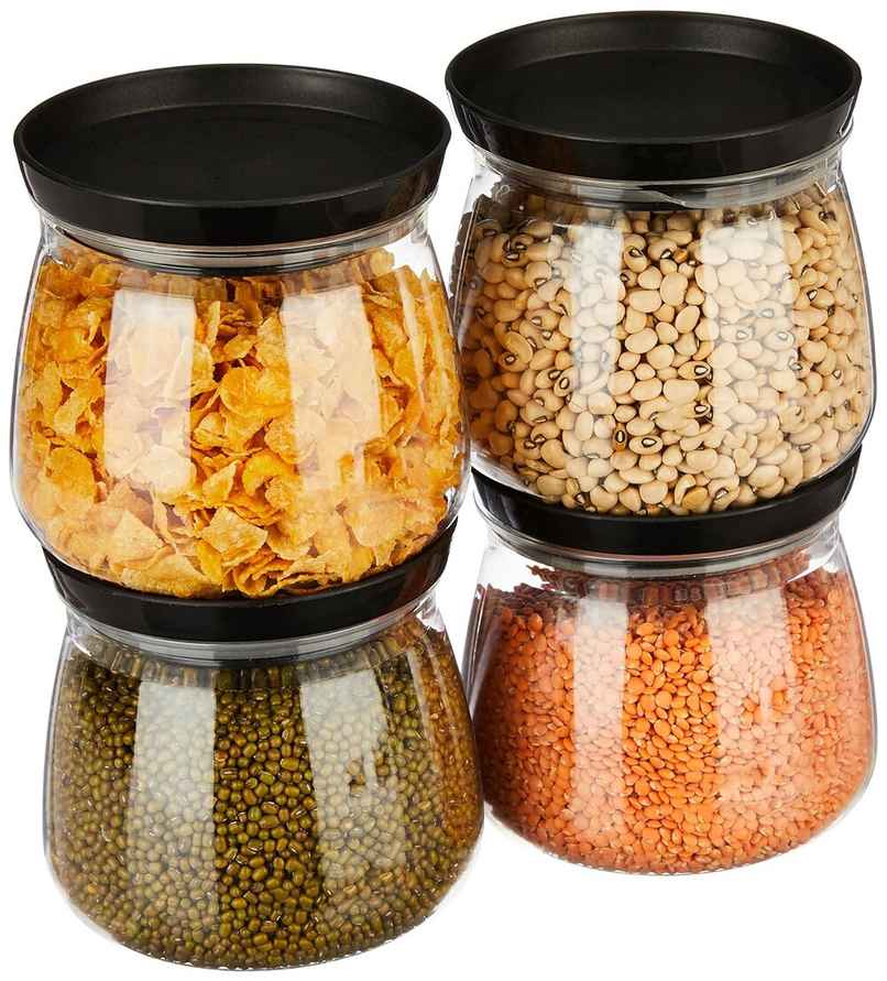 Youbee 800 ml Multipurpose Plastic Storage Jar And Kitchen Storage Container Set Of 4