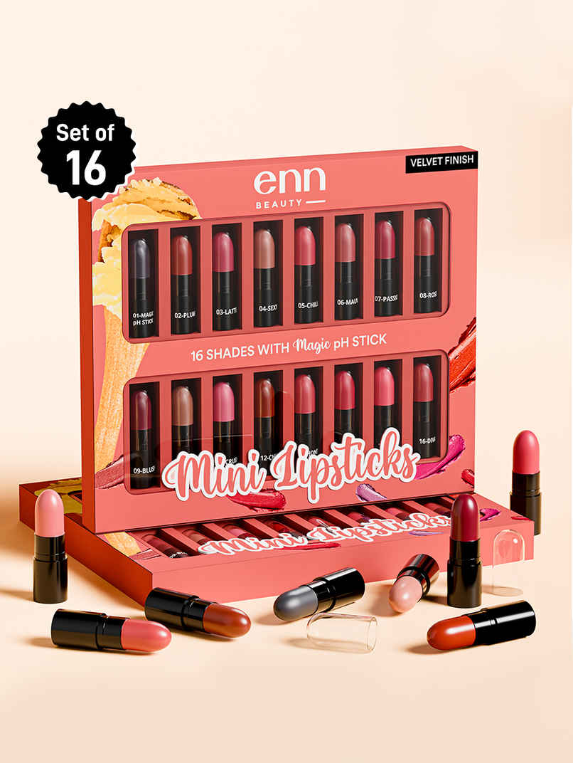 ENN Beauty Mini Lipstick Kit | pH Color Changing Lipstick | Set of 16 ENN Beauty Mini Lipstick Kit | pH Color Changing Lipstick | Set of 16
