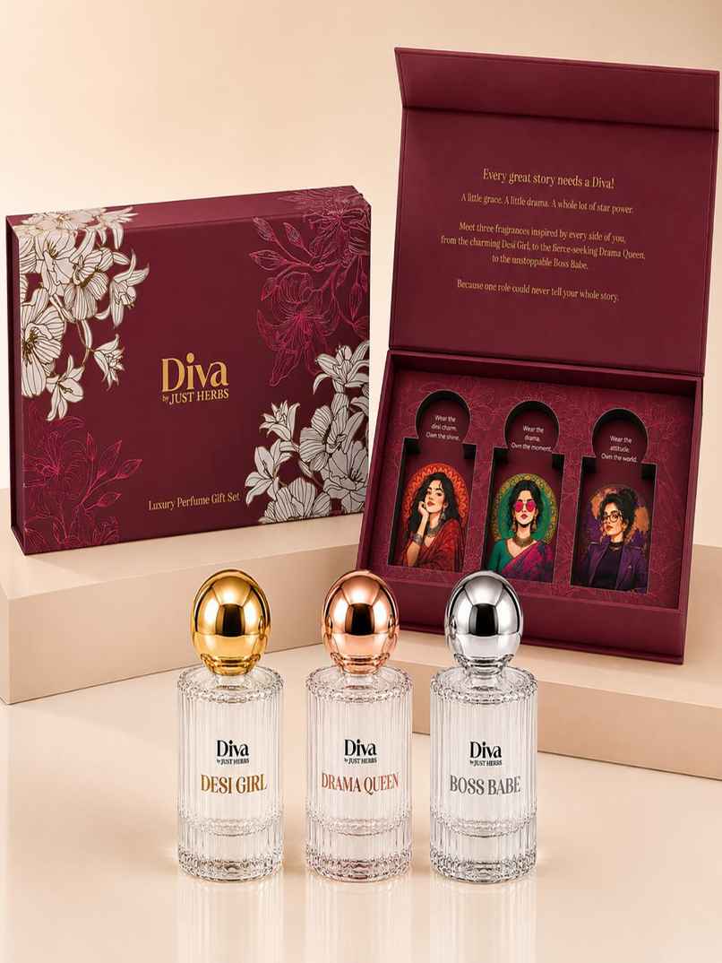 Just Herbs Diva Luxury Perfume Gift Set for women | Drama Queen Boss Babe Desi Girl Long