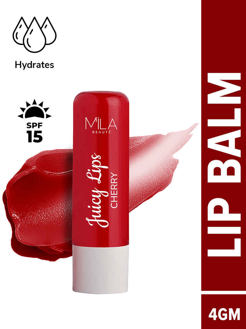Mila Beaute Juicy Lip Balm | Cherry | Upto 12 Hrs Moisturisation & Tint SPF 15