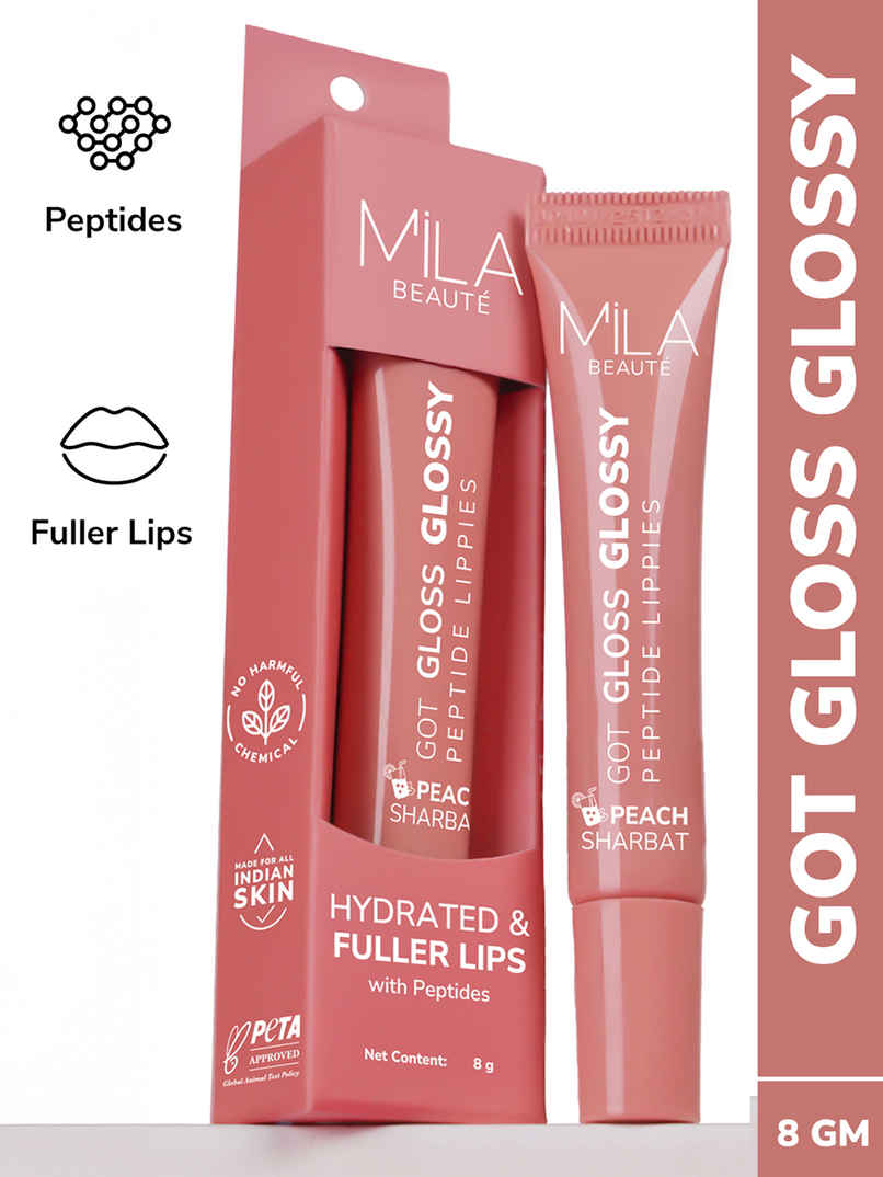 Mila Beaute Peptide Infused Lip Gloss | Hyaluronic Acid & Vitamin E | Non-Sticky | Peach Sharbat Mila Beaute Peptide Infused Lip Gloss | Hyaluronic Acid & Vitamin E | Non-Sticky | Peach Sharbat